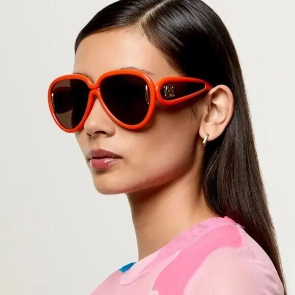 Loewe Women Sunglasses Shiny Orange Brown Pilot LW40132I 42E NEW AUTHENTIC - Picture 10 of 10